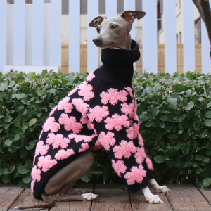 Embroidered High Neck Greyhound Dog Sweater, Classic Style