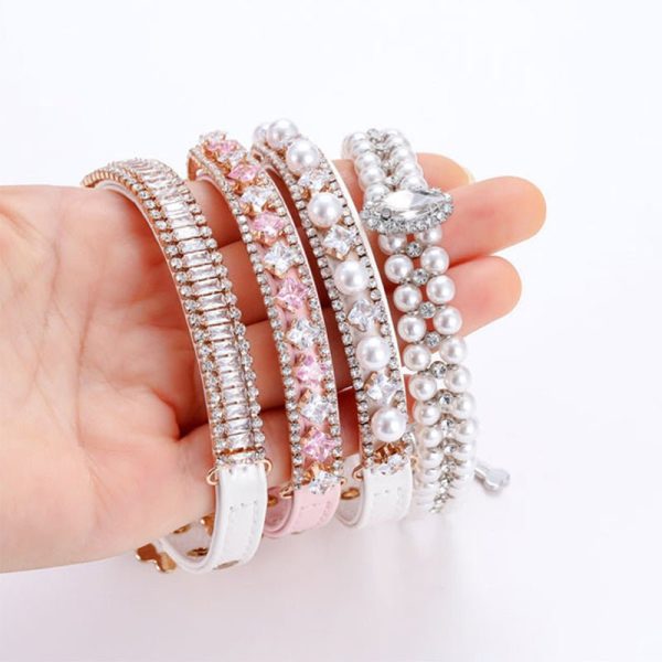 Diamond Pearl Dog Cat Luxury Collar, Elegant Accessory
