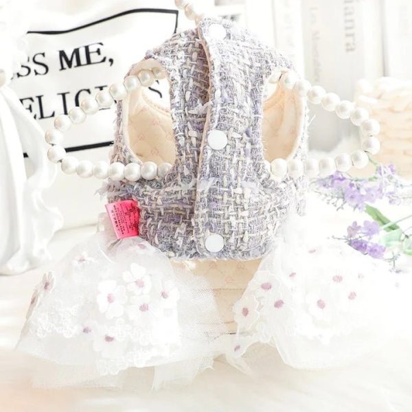 Fashionable Tweed Lace Teddy Poodle Dress, Chic Style